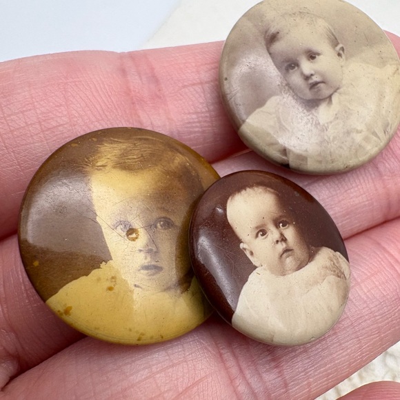 Antique Celluloid Baby Photo Pins - Picture 6 of 6